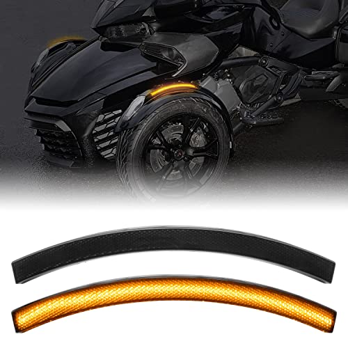 SAUTVS Luz de seta LED para para-lama Can-Am Spyder 13-18, para-lama frontal preto fumado luz LED lu