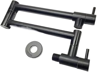 1 grifo de cocina doble interruptor, dorado cepillado, empotrable en la pared, con caño plegable, agua fría individual, extensión for fregadero, for rellenar ollas Para Uso en la Cocina(Black)