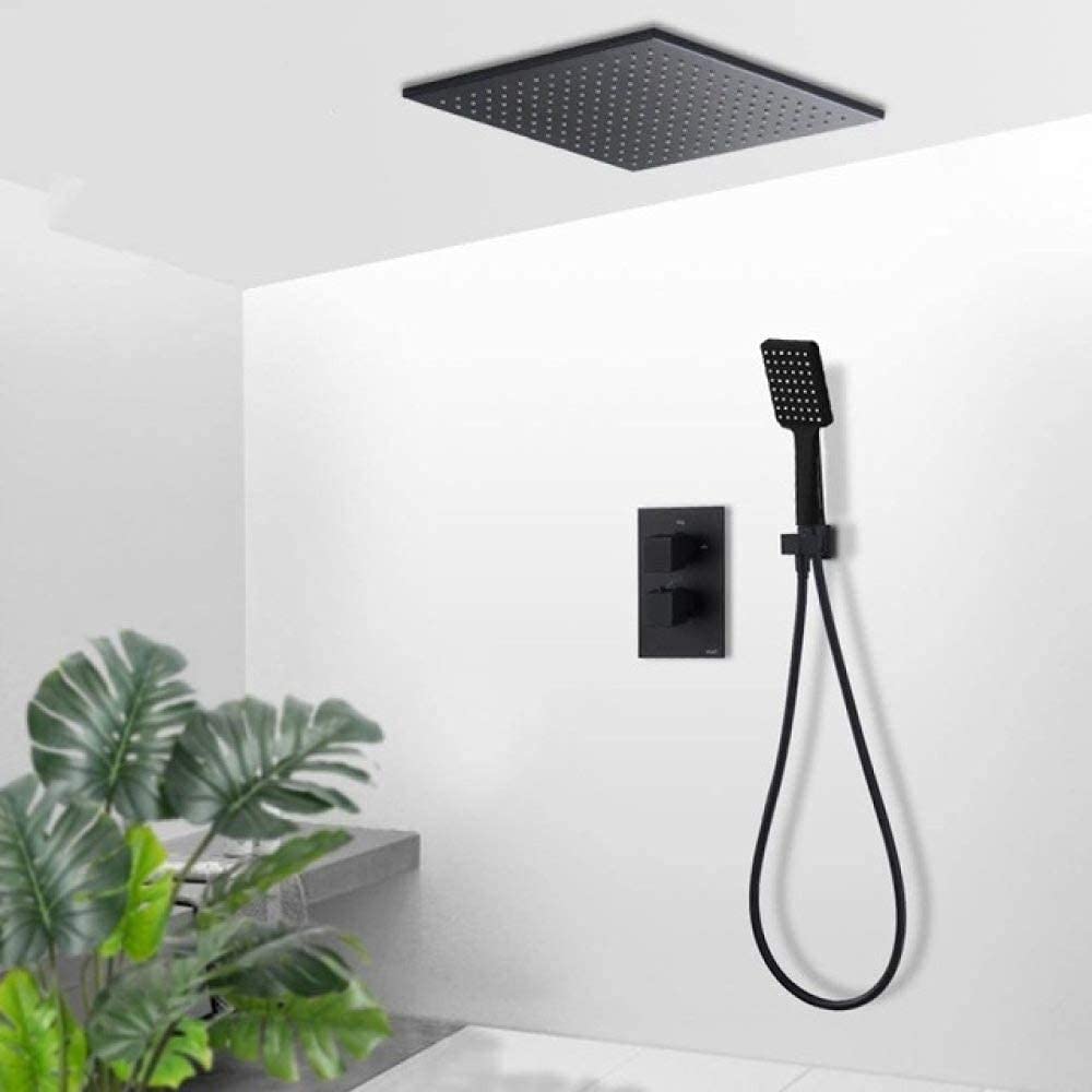 Mitigeur de douche thermostatique noir mat encastré de luxe en laiton