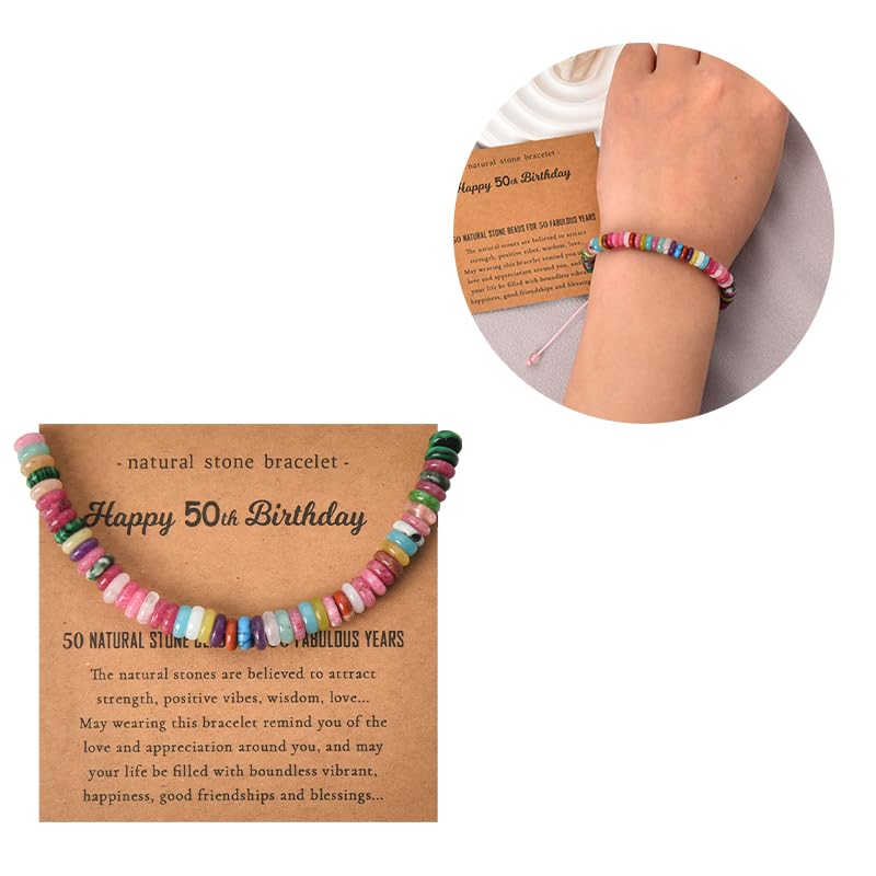 Image of Natural Stone Bracelet for Women Birthday Gifts for Mom Daughter Beaded Bracelets for Bestie Sister Bead Bracelet for Grandma