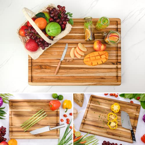 Beefurni Teak Wood Cutting Board With Juice Groove Hand Grip, Wooden Cutting Boards For Kitchen Medium, Chopping Board Wood, Gifts For Mom, Gifts For Dad,1 Year Warranty (M, 20 X 15 X 1.25 Inches) #TOP1