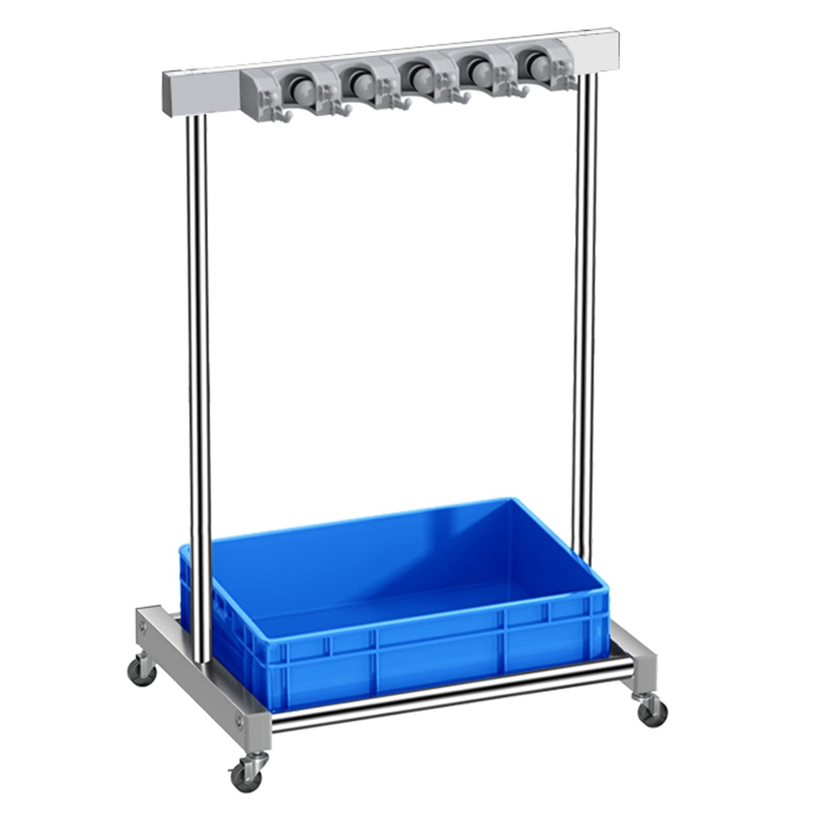 Soporte Móvil Para Escobas Y Fregonas. Coloca Fregonas Húmedas. Estante De Herramientas De Limpieza De Pie De Acero Inoxidable, Ideal Para Escuelas, Fábricas, Hoteles Y R,Grey-Blue water basin
