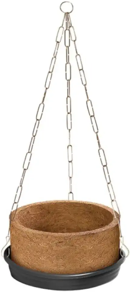 Vaso Nutricoco De Fibra De Coco 03 Completo Para Samambaia Com Suporte de Parede E Prato