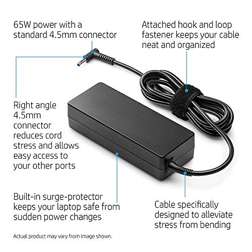 Image of HP Original 65W Blue Pin 19.5V 3.33A Laptop Charger Adapter 4.5mm Small Pin with TPS BIS Certified Power Cable