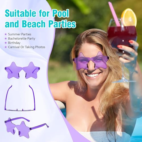 Pibupibu Wholesale 40 Pack Rimless Star Shaped Sunglasses Bulk Adults Unisex, Fun Colorful Pentagram Glasses Party Favors3