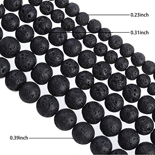 Image of Natural Stone Beads 6mm Black Lava Polished Round Smooth Gemstone Beads for Jewelry Making 15 Inch(Black Lava,6mm)