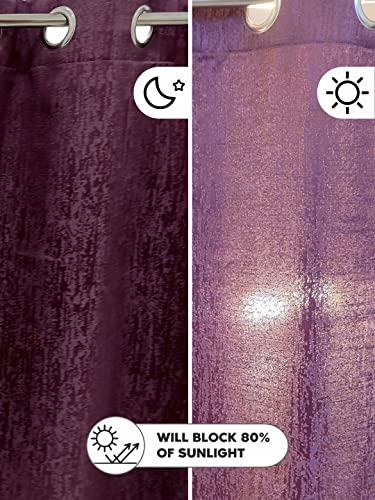 Image of BIANCA Jacquard Blackout Eyelet Curtain -1pc 5 Feet (dromanio) | Blocks 80% Sunlight | Window Abstract-Grape
