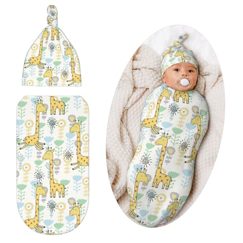 Image of Jarverce Swaddle Blanket for Baby, Soft Sleeping Bag, Swaddling Sack for Newborn Unisex Baby Stuff, Giraffe