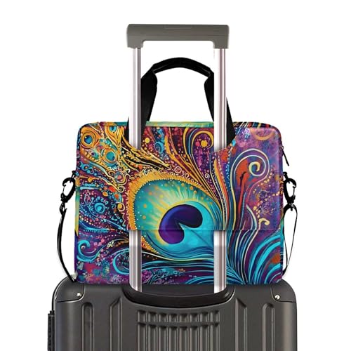 Funda colorida para laptop con patrón de plumas de pavo real miniatura 3