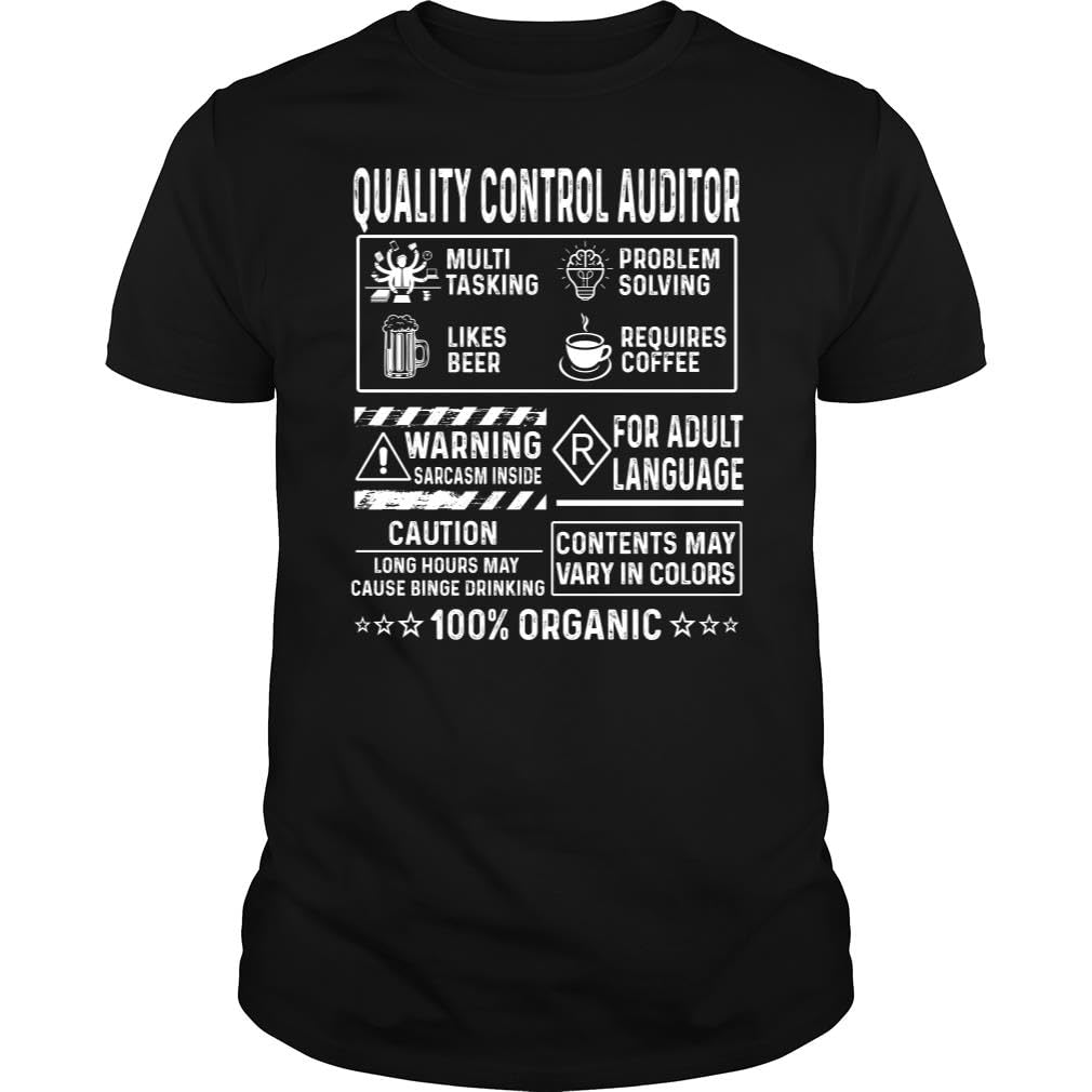 Quality Control Auditor Multitasking Problem Solving Job Title - Unisex Tee Black