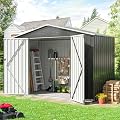 Polar Aurora 4 x 9 FT Outdoor Storage Shed, Metal Garden Shed with Updated Frame Structure, Tool Sheds for Backyard Garden Patio Lawn Black