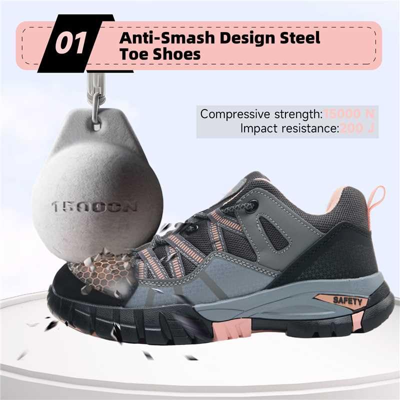 Image of Hogent Steel Toe Shoes for Men Lightweight Comfortable Non Slip Work Shoes Women Puncture Proof Safety Sneakers for Industrial Construction & Daily Life