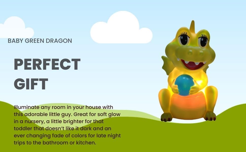 Miniatura 3 de Dreamscape diseña una luz nocturna de dragón verde muy linda, luz nocturna USB para bebé. Modos de cambio de color para usar para luz nocturna de
