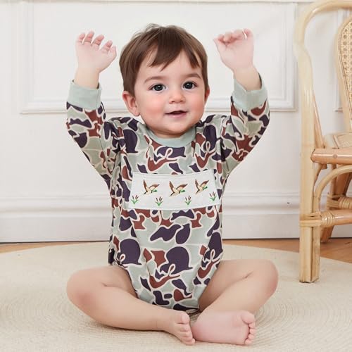 Pudcoco Duck Hunting Baby Clothes Infant Baby Boys Girls Camoflage Embroidered Mallard Duck Sweatshirt Romper2