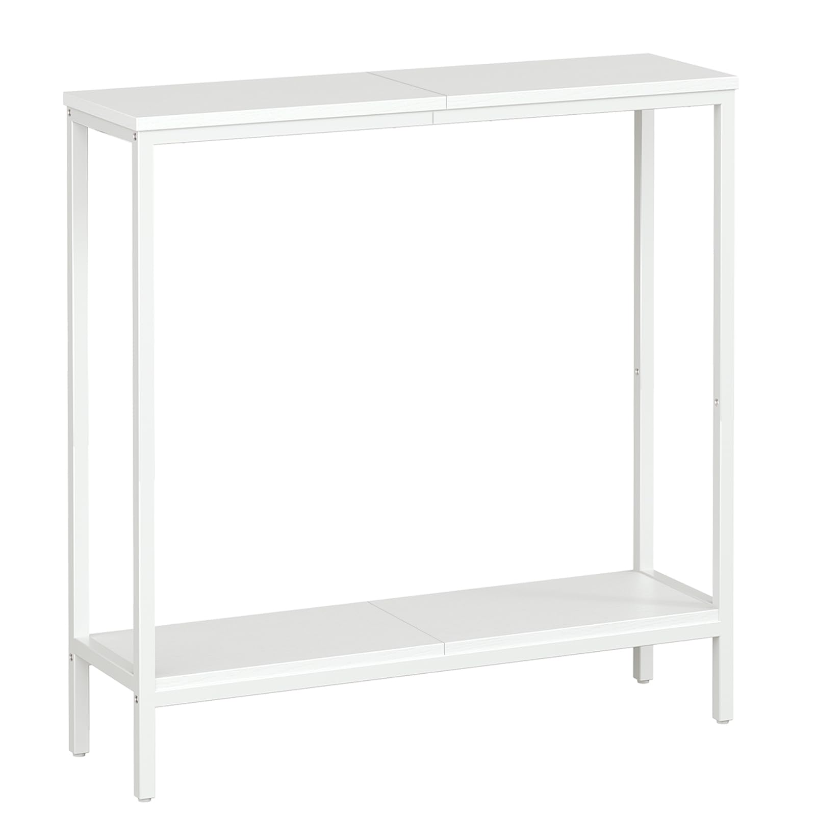 HOOBRO Schmal Konsolentisch mit Ablage, 75 x 22 x 75 cm Beistelltisch, Flurtisch, Kleiner Ausstellungstisch, Sofatisch für kleinen Raum, für Eingang, Flur, Weiß EWW22XG01
