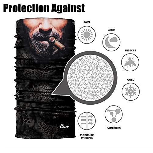 Obacle Bandana Face Mask Half For Dust Wind Uv Sun Protection Seamless 3D Tube Mask Bandana For Men Women Thin Breathable Mask Motorcycle Riding Biker Cycling Sports Festival (Beard Men With Cigar) #TOP6