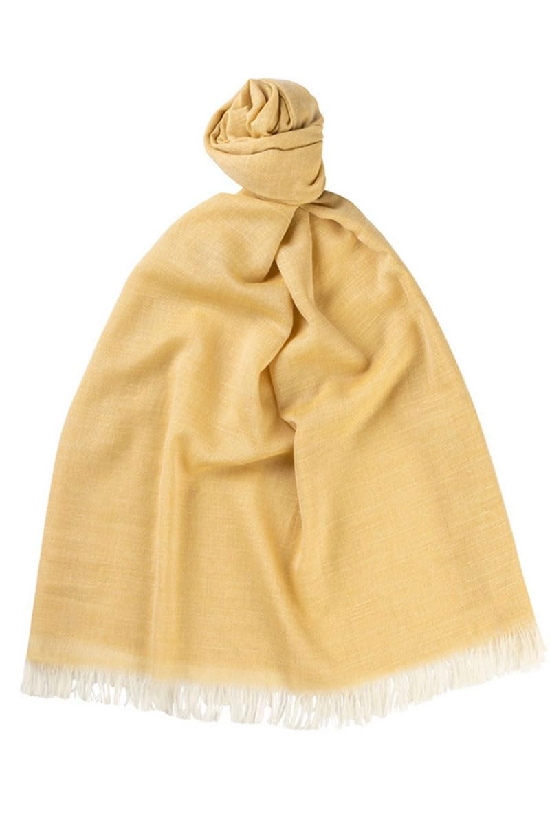 Glen Isla Cashmere/Silk/Wool/Linen Summer Lightweight Scarf/Stole/Shawl - Yellow | Made In Scotland