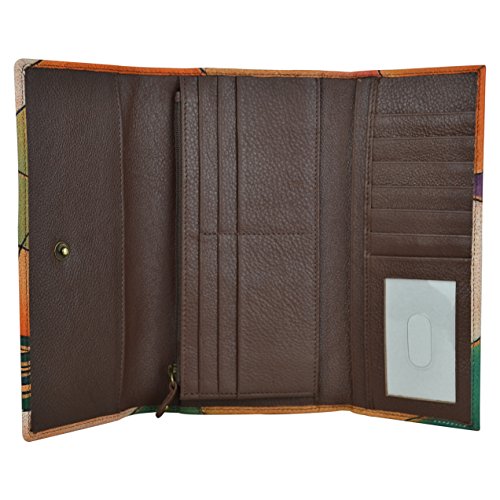 Anna by Anuschka Women's Hand Painted Genuine Leather Multi Pocket Wallet - Butterfly Glass Painting3