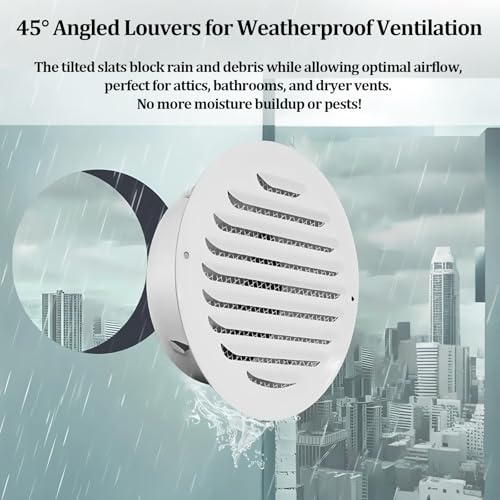 Cubierta de ventilación de pared para baño y secadora con malla protectora 4