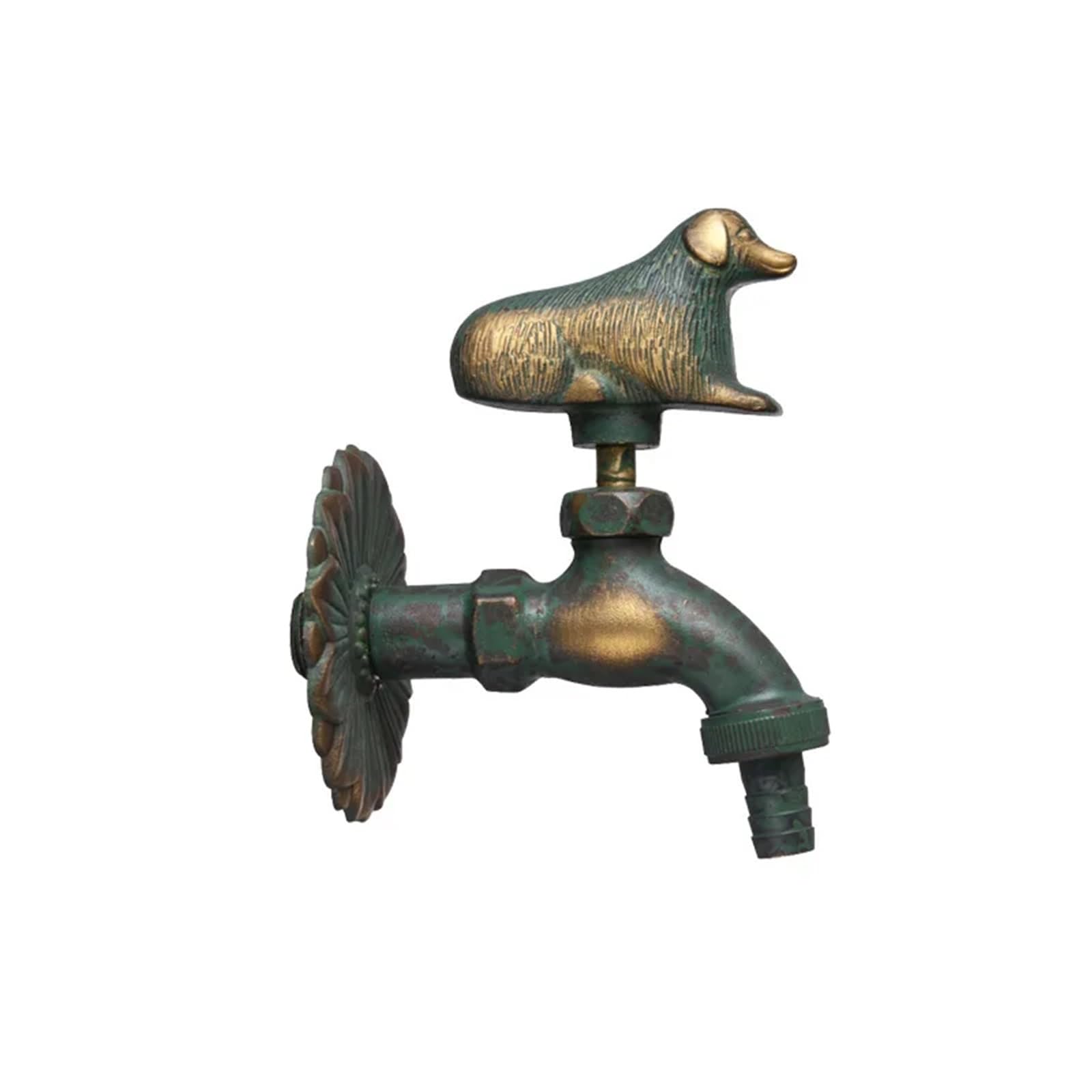 Itrhjtgp Color-21 Outside Tap Garden Faucet Animal Shape Bibcock Green/Antique Brass Tap For Washing Mop/Garden Watering Animal Faucet(Color-21)