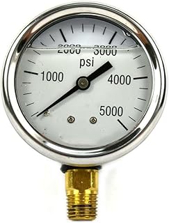 LEFITPA Replacement 5000 PSI 2-1/2 Inch Dial 1/4 Inch NPT Oil Filled Pressure Gauge for Interstate Pneumatics G7022-5000