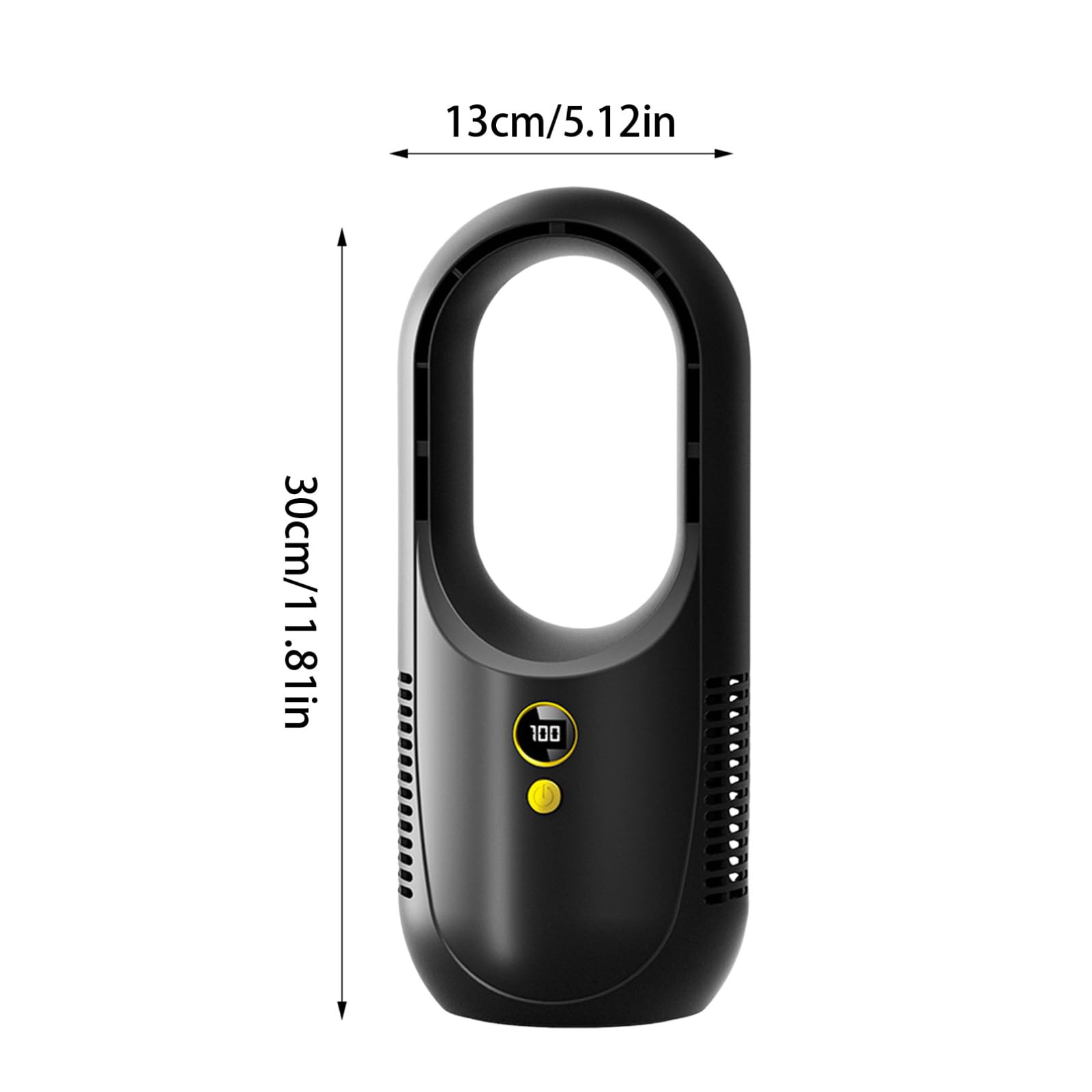 Ventilatore a torre senza pale, USB, silenzioso, oscillante, 6 velocità, 2000 mAh, ricaricabile, compatto, 13 x 30 cm, sicuro per casa, camera da letto, ufficio, dormitorio, cucina