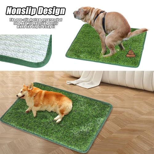 Kunstrasen Hundeklo Welpen Balkon Hundetoilette Ersetzen Rasen Welpentoilette Wiederverwendbar Training Pee Pads für Kleine Grosser ältere Hunde Hundeklo Rasen (Grün, 46x70cm)