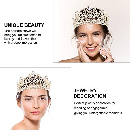 Lurrose Coroa Vintage de Cristal Real Rainha Coroa Nupcial Casamento Strass Dourado Tiaras Traje de