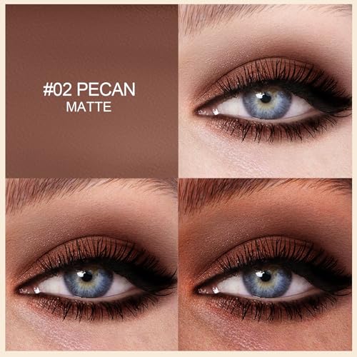 Erinde Waterproof Cream Eyeshadow Stick, Dark Brown Matte Eye Shadow Sticks, Cream to Powder Eyeshadow Crayon, Buildable & Blendable Long-Lasting Eye Shadow Stick, Vegan & Cruelty-Free, 02