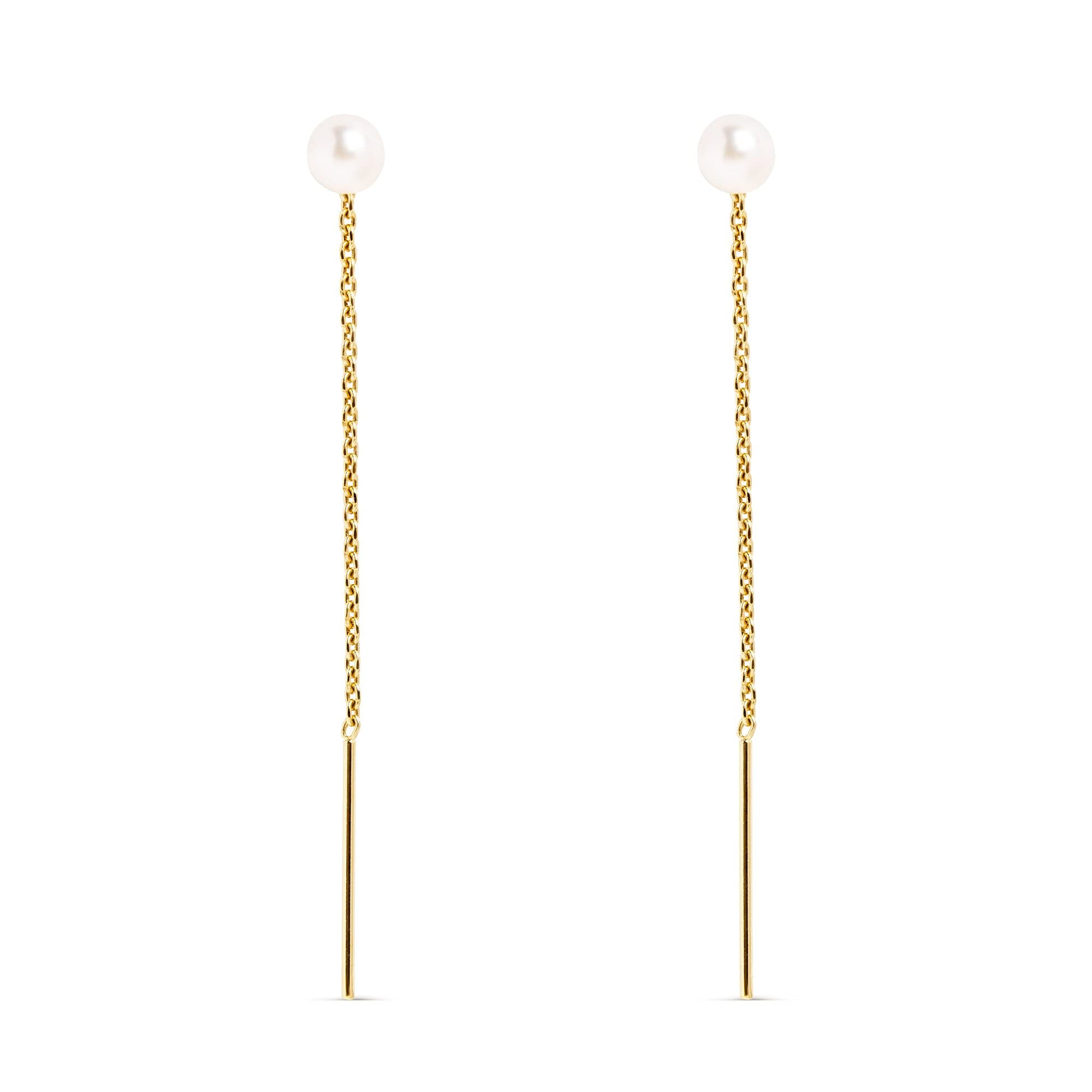 SINGULARU Pendientes Falling Pearl - Pendientes en Plata de Ley 925 con Acabado Baño de Oro de 18 Kt. - Pendientes Cierre Sin Tuerca - Joyas para Mujer