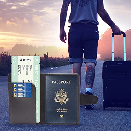 Teskyer Passport and Vaccine Card Holder Combo, Fit for 4 x 3 Vaccine Card, Leather Passport Wallet Cover with Vaccine… - Image 4