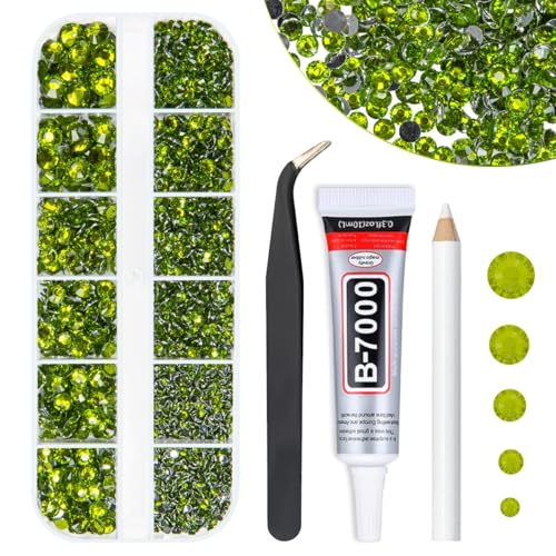 qiipii Strass Cristal Résine Vert Olive Colle B7000 Bijoux Ongles 2-6mm