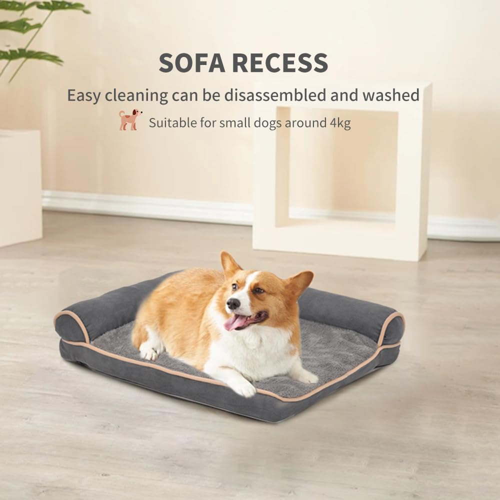 review Small Orthopedic Dog Bed - Washable Pad Dog Sofa Bed for Small Dogs, Supportive Foam Pet Sofa Bed with Removable Washable Cover, Waterproof Lining and Non-Slip Bottom Sofa