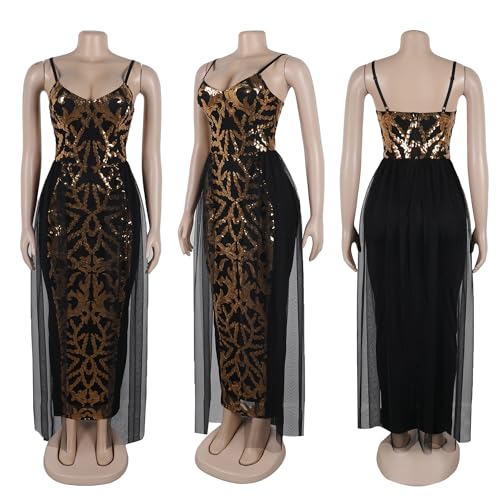 Image of Jigfar Women's Sexy Elegant Rhinestone Embellished Velvet Party Club Night Bodycon Formal Evening Maxi Dress