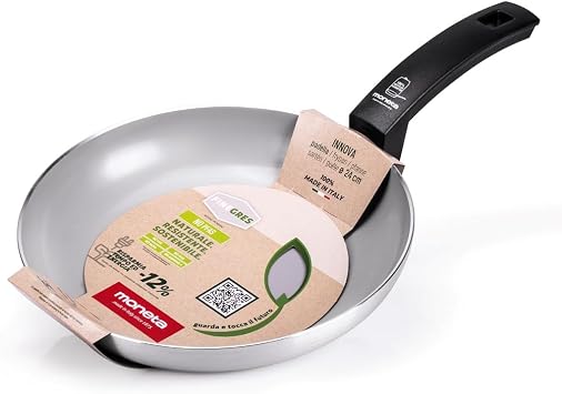 Moneta Innova Frying Pan 24 cm, Natural FineGres Coating (NO PFAS), Also Suitable for Induction, 100% Made in Italy