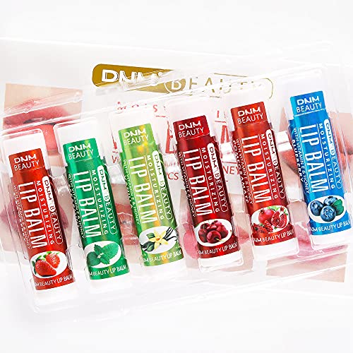 6 Pcs Fruit Flavored Lip Balm For Lip Care On Chafed,Chapped Or Dry Cracked Lips. Lip Balms Moisturizs Care Holiday Gift, Natural Lip Balm Chapstick Set, Lip Balm With Spf For Girls Or Mens Lip Balm #TOP3