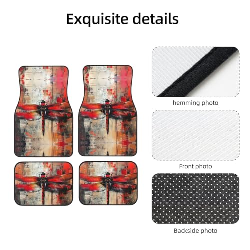 Tapis de sol voiture libellule rouge abstrait ensemble tapis auto 4pcs