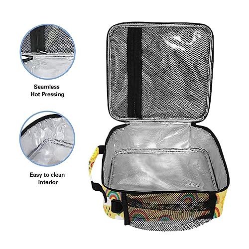 Lunch Bags for Kids Boys Girls Toddler Yellow Cute Rainbow Cloud Bird and Sun Reusable Insulated Lunch Box - Image 3