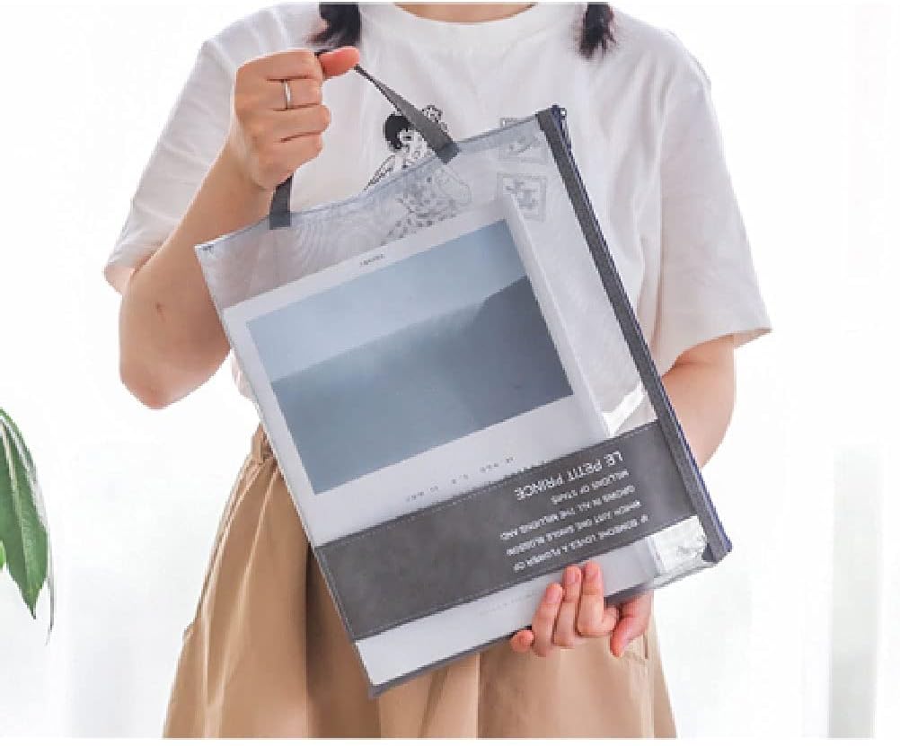 Art Portfolio Bag Poster Storage Bag Board Holder with Handle and Zipper Organizer Transparent Bag for Travel Storage (Color : Black)