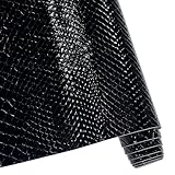 ONEART | Mirrored Glossy Faux Leather Roll 12'×54' Snake Skin Embossed Synthetic PU Vinyl Fabric for Bows Jewelry Crafts Making-Black
