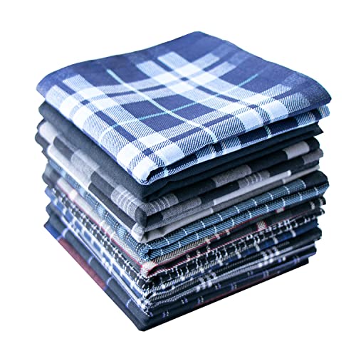 Srffbremeoly Assorted Men's Handkerchief Plaid 100% Cotton Handkerchiefs Soft Hankies Pocket Square 12Piecs #TOP7