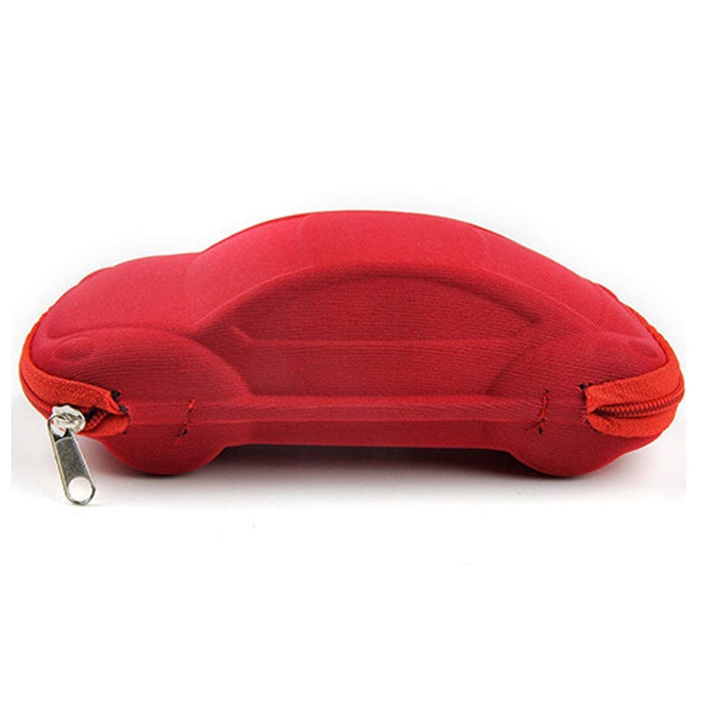 teellwingsf Portable Kids Zipper Eyeglasses Case,Lightweight Car Shaped Glasses Case Box for Children -Red