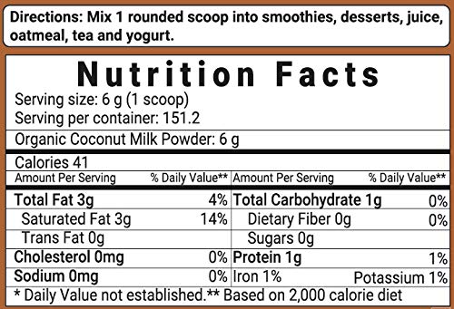 Micro Ingredients Organic Coconut Milk Powder, 2 Pound (32 Ounce), Plant-Based Creamer, Perfect for Coffee, Tea and Smoothie, Non-GMO and Vegan Friendly - Thumbnail 6
