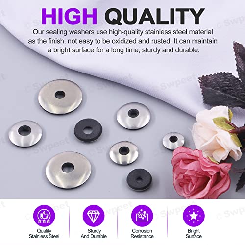 Swpeet S2033 140Pcs 8 Sizes #8#10#12#14 Stainless Steel Neoprene Epdm Bonded Sealing Washers Gasket Assortment Kit thumb #2