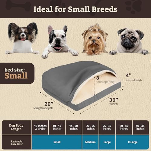 Image of Snoozer Rectangle Cozy Cave Dog Bed, Hooded Dog Bed, Anthracite (S)