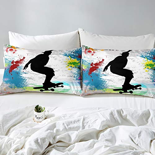 Housse de couette graffiti king size anti-plis et facile à laver pour lit d'adolescent actif - 4