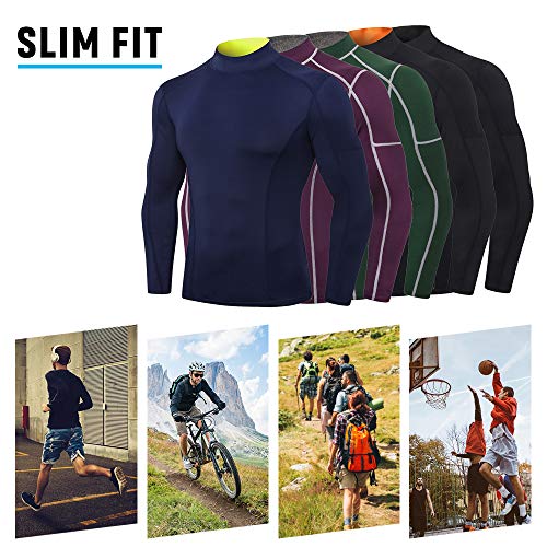 Ajcoflt Camiseta masculina de manga comprida de compressão de secagem rápida Camiseta esportiva elás