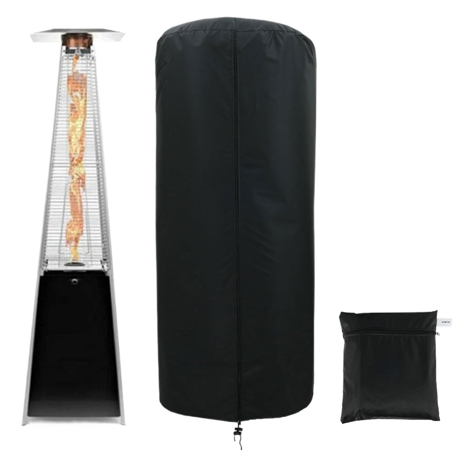 Linypa66 Black Patio Heater Cover Garden Veranda Patio Heaters Canopy Terrace 210D/420D Oxford Dust Cover Outdoor Heater Waterproof Furniture Protector(210D Oxford Cloth)