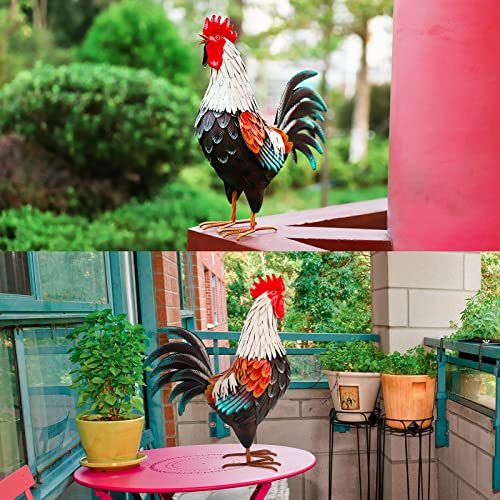 Chisheen Metal Rooster Decor,Yard Chicken Decorations,Outdoor Garden Statues, Metal Chicken Sculpture For Backyard Patio Kitchen Decor & Lawn Ornaments #TOP7