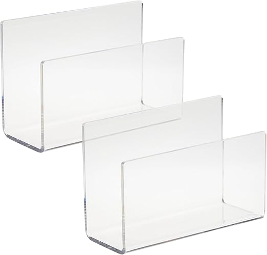 Juvale Clear Acrylic Mail Organizer - Letter Holder for Desk (6 x 4 x 2.5 Inches) - 2 Pack - Office Desk Accessories - File Organizer - Mail Holder